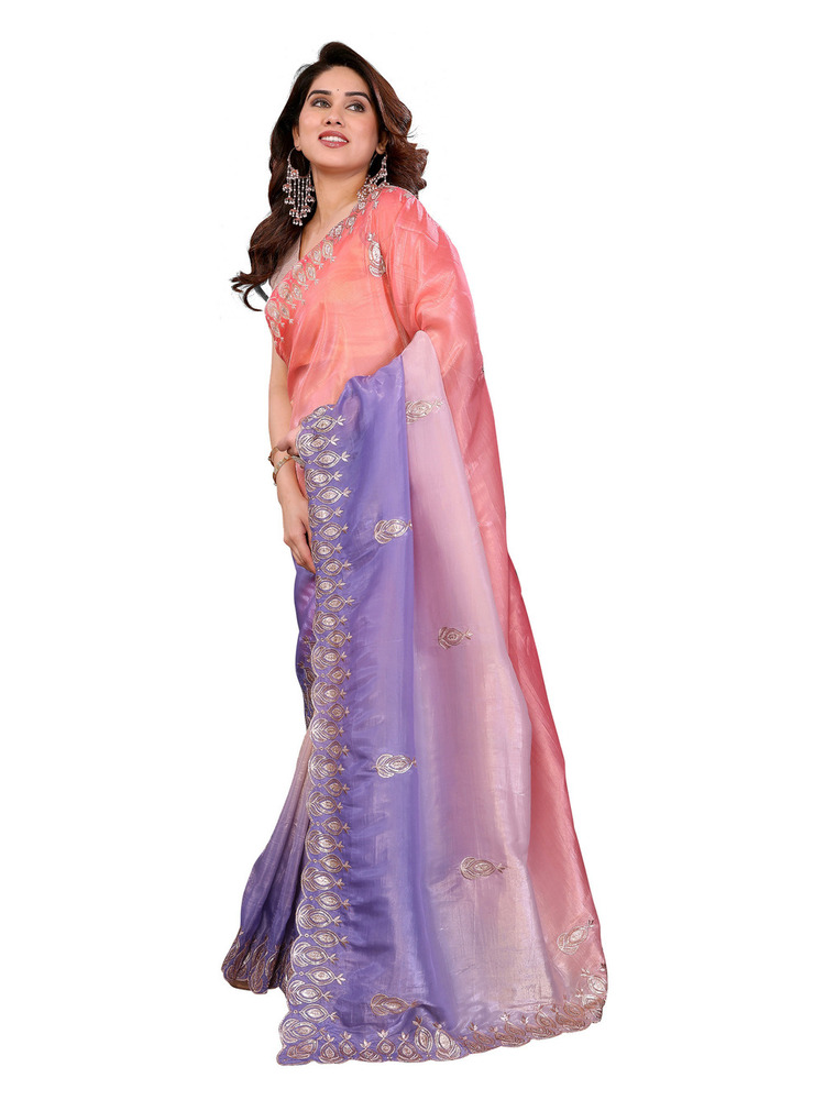 A97 Peach Lavender Designer Fancy Saree