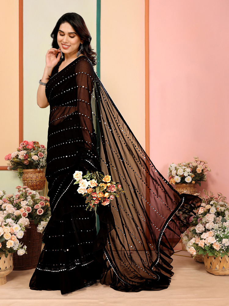 Helly Black Designer Fancy Saree