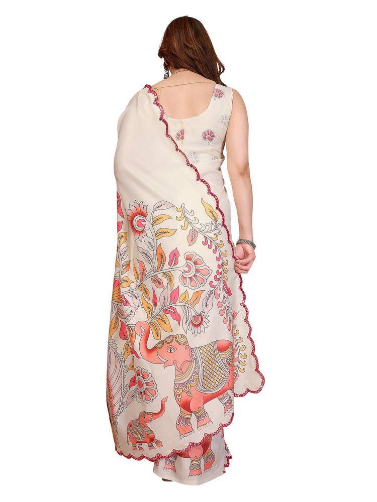 A96 White Designer Fancy Saree