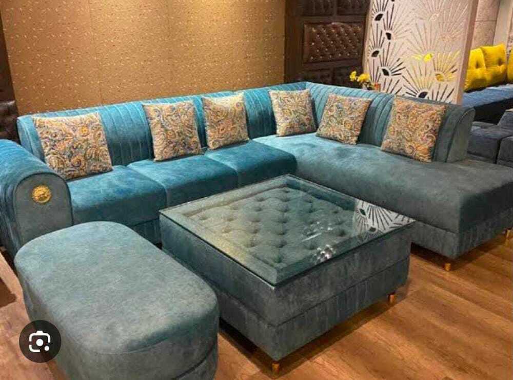 Sky Blue Color Leather Sofa
