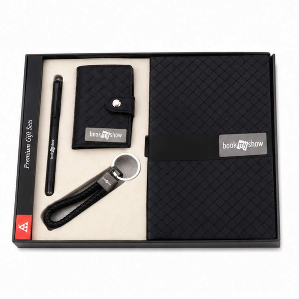 Executive Diary Wallet Pen And Leather Keychain Corporate Gift Set - Color: Customize
