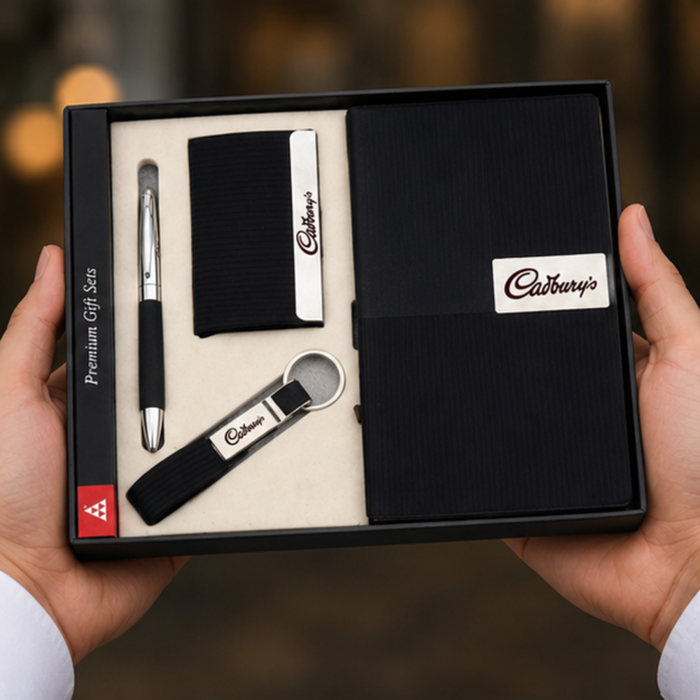 Premium Conference Diary, Card Holder, Pen and Leather Keychain Gift Set
