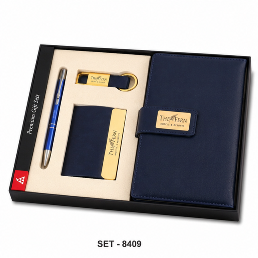 Premium Conference Folder, Card Holder, Pen And Usb Flash Drive Gift Set - Color: Customize