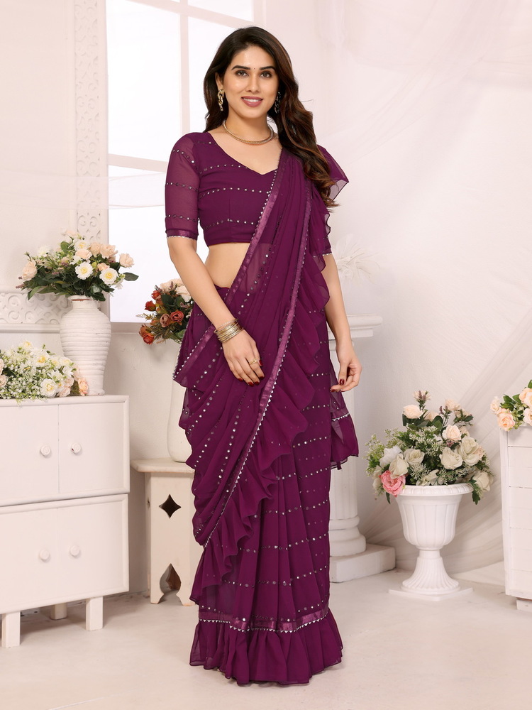 Helly Purple Designer Fancy Saree