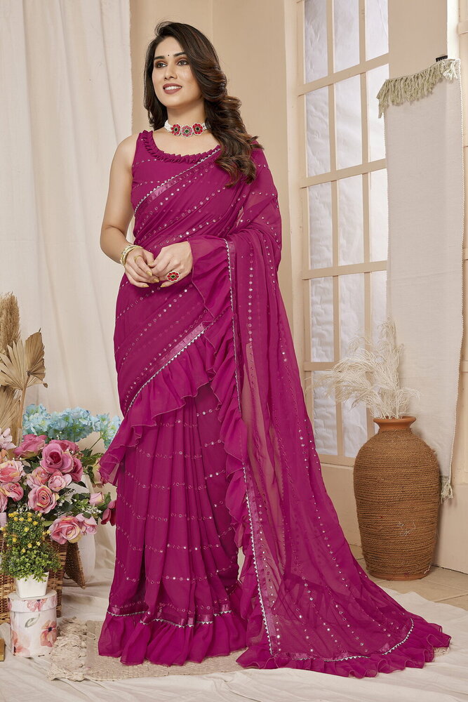 Helly Pink Designer Fancy Saree