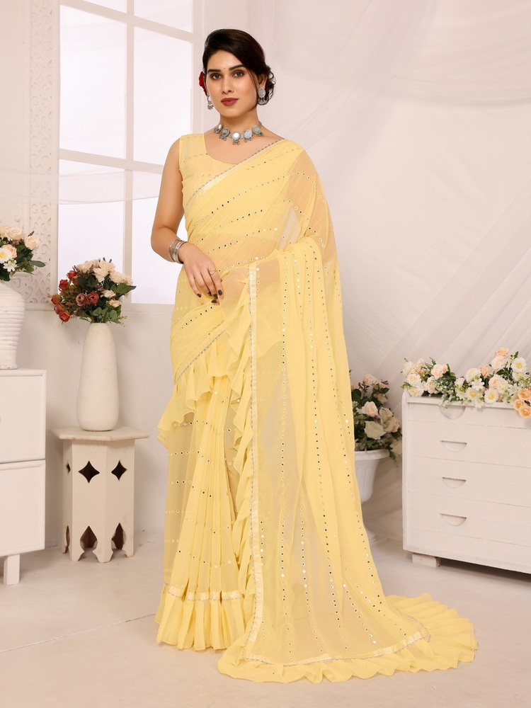 Helly Yellow Designer Fancy Saree