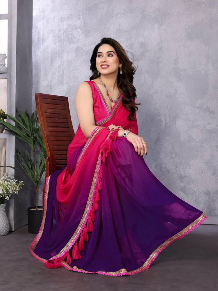 Hit Magenta Designer Fancy Saree