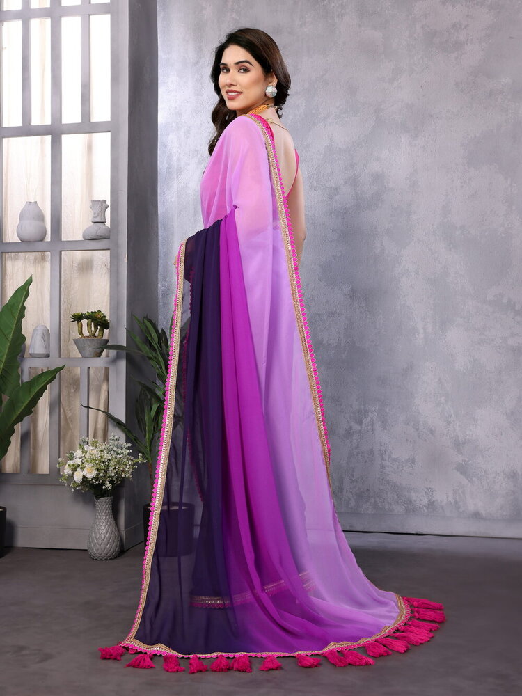 Hit Purple Designer Fancy Saree