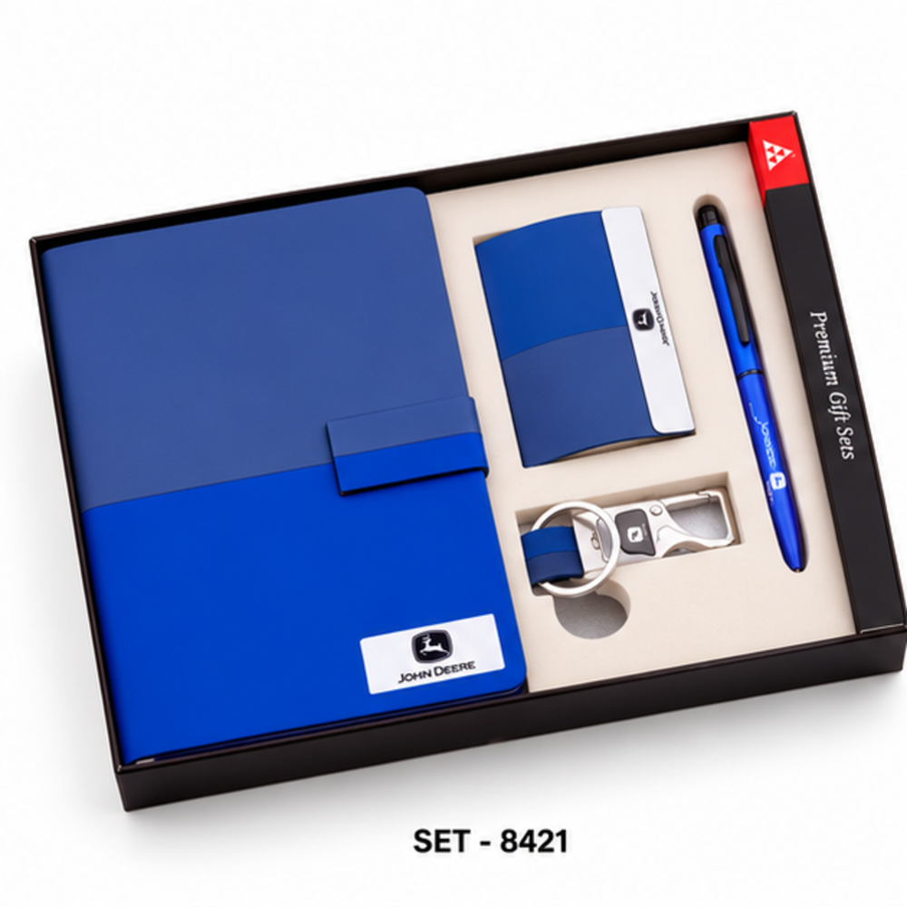 Premium Executive Notebook Metal Card Holder Pen & Keychain Corporate Gift Set - Color: Customize