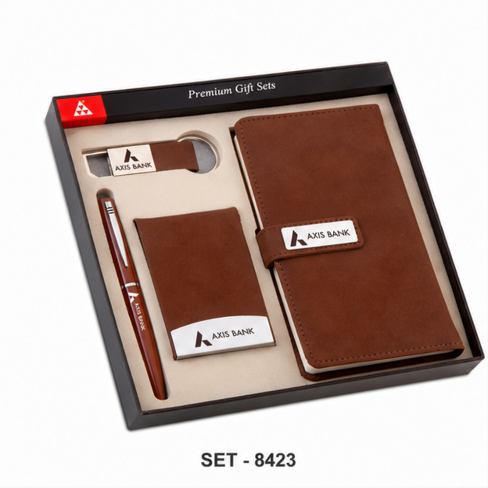 Premium Leather Diary, Card Holder, Pen And Usb Flash Drive Gift Set - Color: Customize