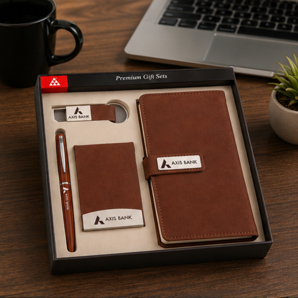 Premium Leather Diary, Card Holder, Pen and USB Flash Drive Gift Set