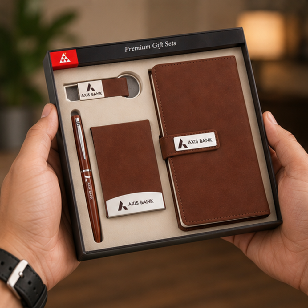 Premium Leather Diary, Card Holder, Pen and USB Flash Drive Gift Set