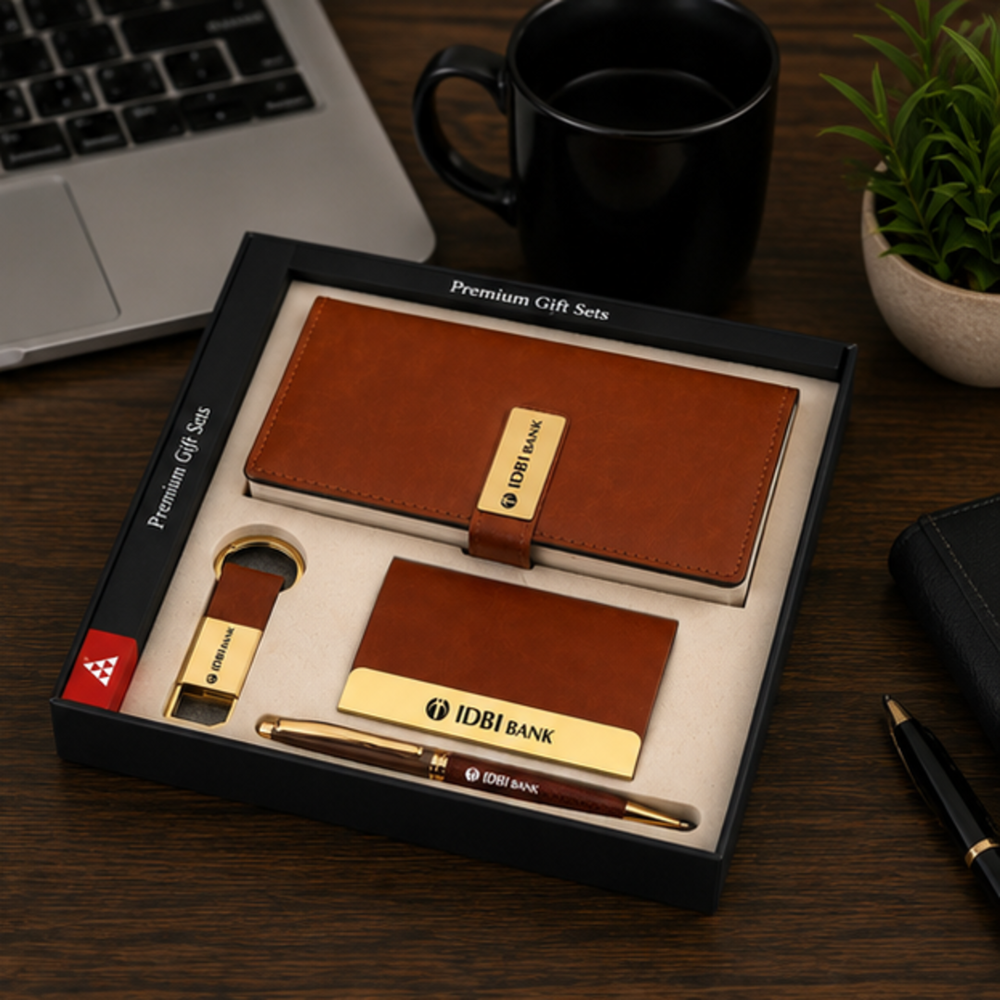 Executive Leather Diary, Business Card Holder, Pen and USB Flash Drive Gift Set