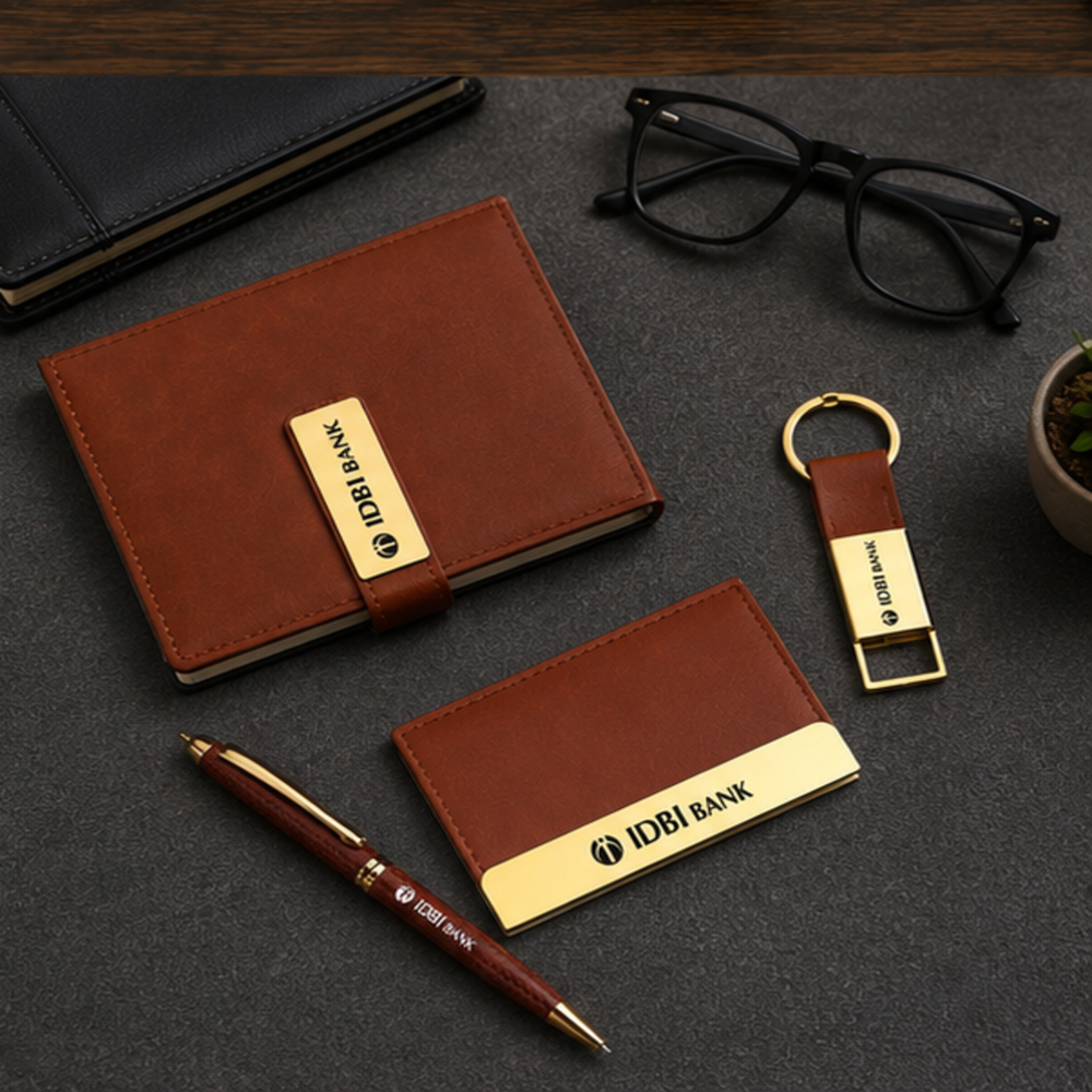 Executive Leather Diary, Business Card Holder, Pen and USB Flash Drive Gift Set