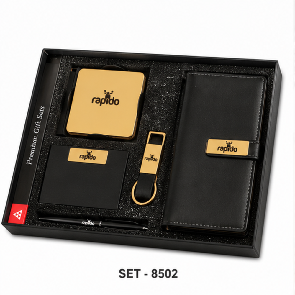 Executive Leather Conference Folder, Visiting Card Holder, Pen And Metal Keychain Corporate Gift Set - Color: Customize