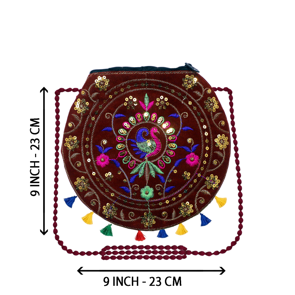 Designer Embroidery Crossbody Sling Bag