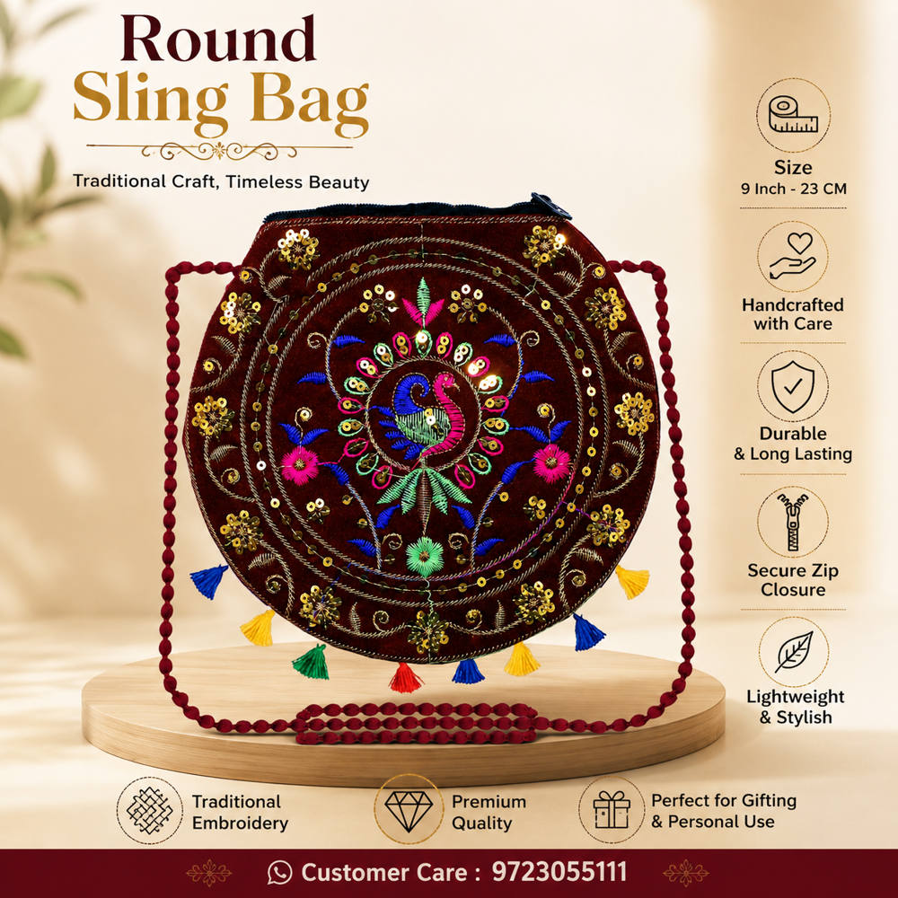 Designer Embroidery Crossbody Sling Bag