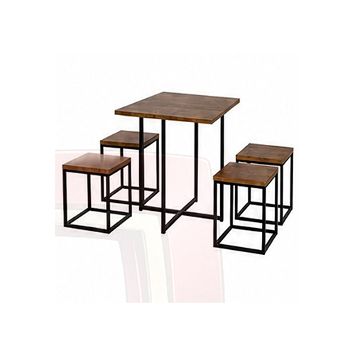 5 Piece Industrial Dining Table and Stool Set