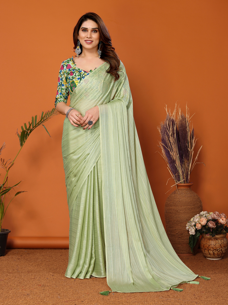 Kalamkari Pista Designer Fancy Saree