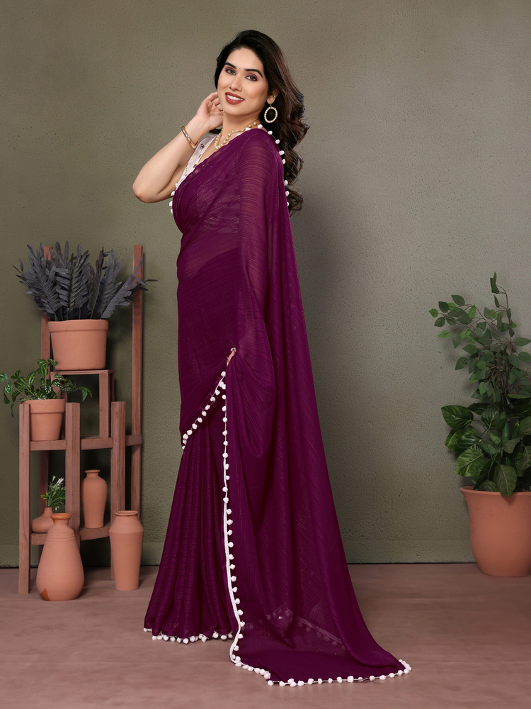 Krishna Purple Designer Fancy Saree