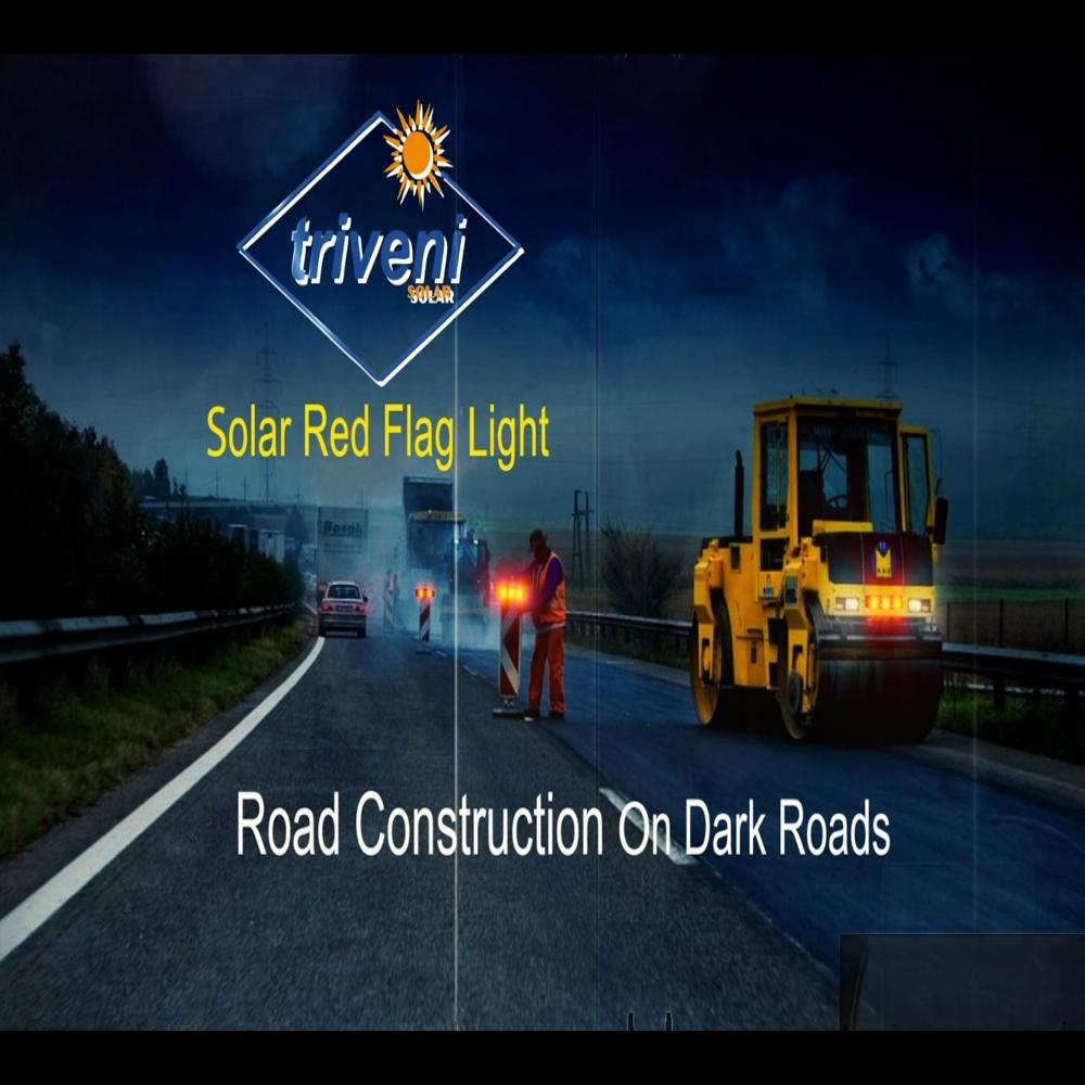 Solar Red Flag Light For Construction Sites
