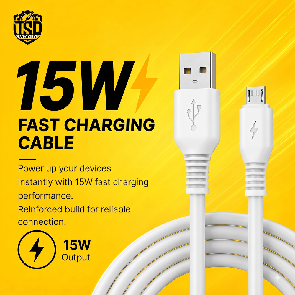 15W V8 Micro USB Fast Charging Cable
