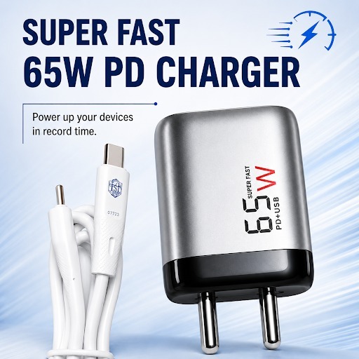 65W Dual Port QC + PD Fast Charger