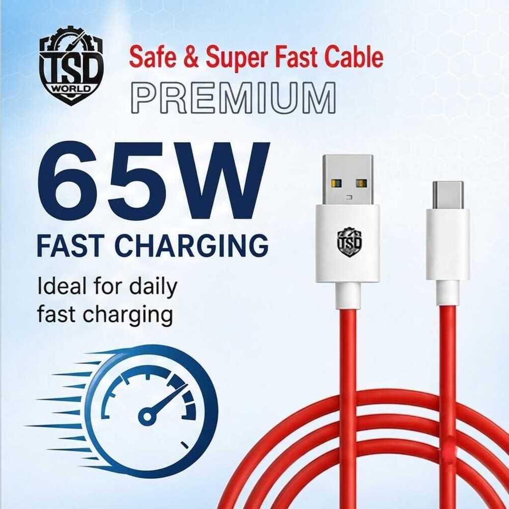 65W USB-A to Type-C Fast Charging Cable