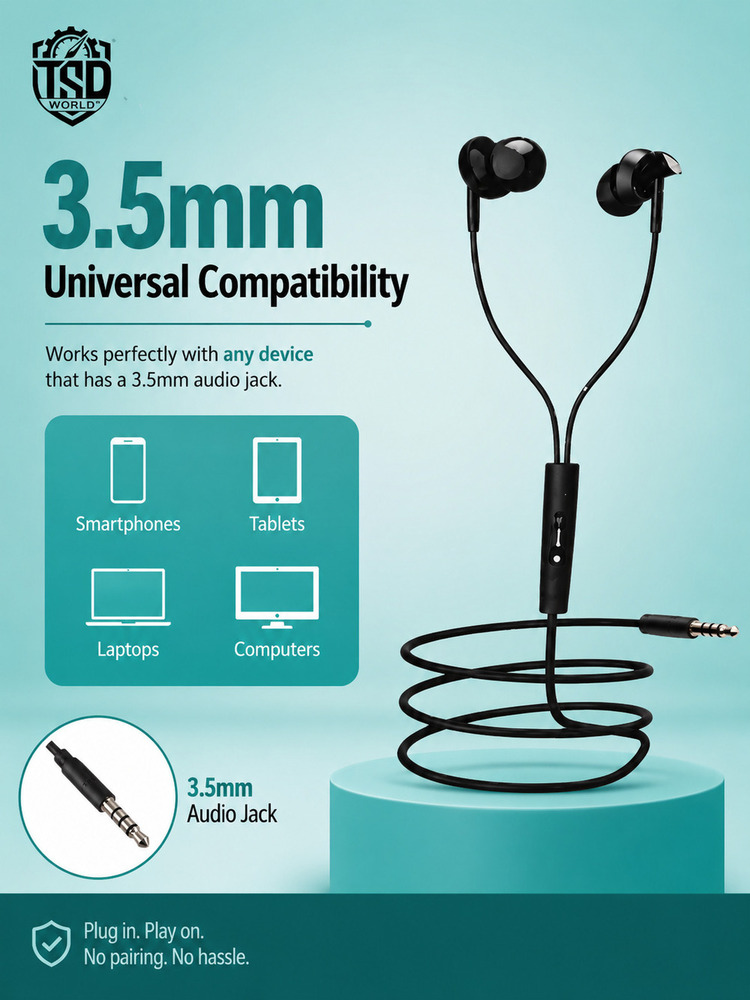 3.5mm Wired Earphones with HD Sound And Mic