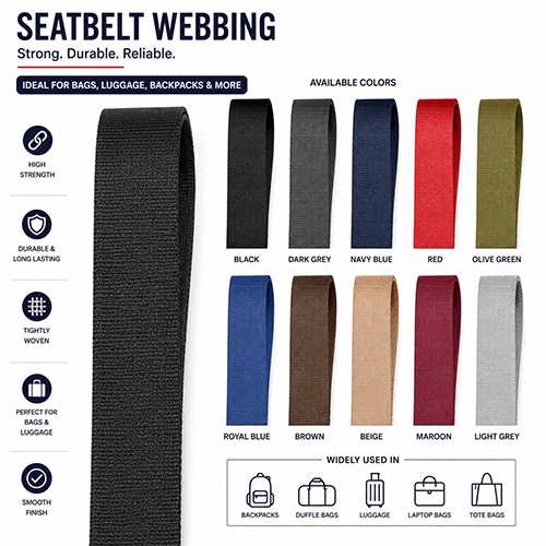 Seatbelt Webbing - Color: Available In Black