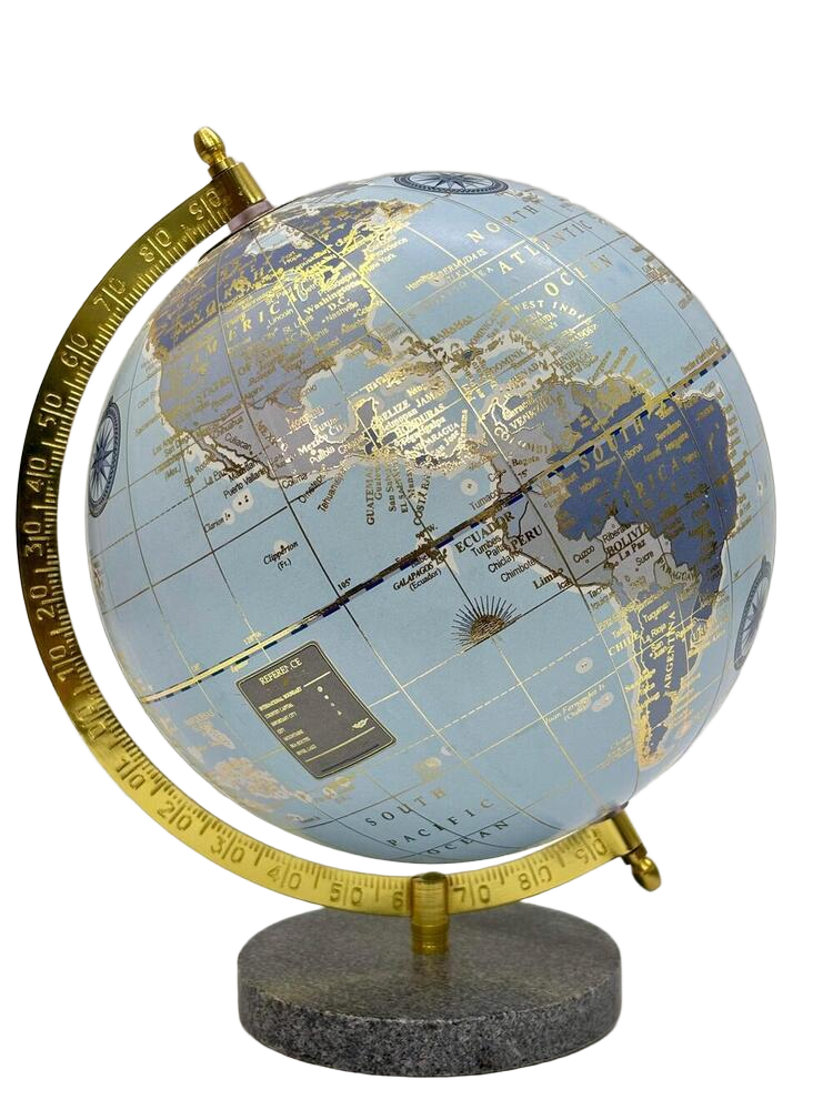 Light Blue Gold World Globe