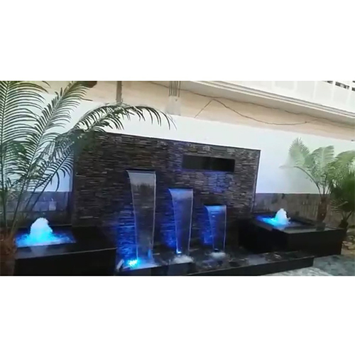 Wall Water Cascades Fountain - Color: Black With Blue Led Illumination