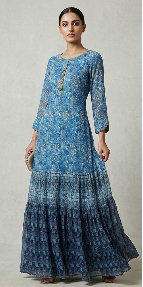 Floor-length Tiered Anarkali Gown PF-009
