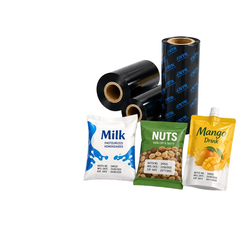 Tto Ribbon For Food Packaging Fmcg Dairy Beverage  Fda Fssai Compliant Iso Tuv Certified India - Color: Black