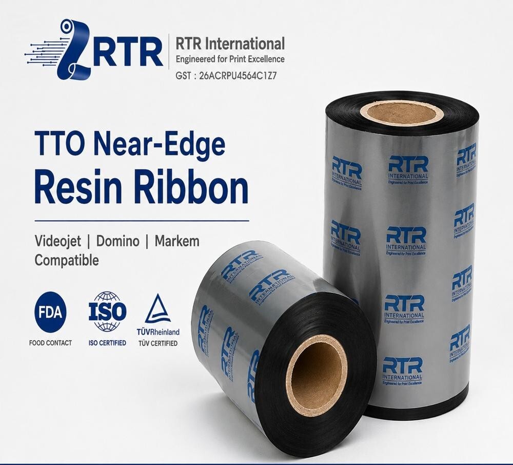 Tto Near Edge Ribbon Custom Width 33Mm 53Mm 68Mm 87Mm 110Mm All Sizes Videojet Domino Compatible - Color: Black