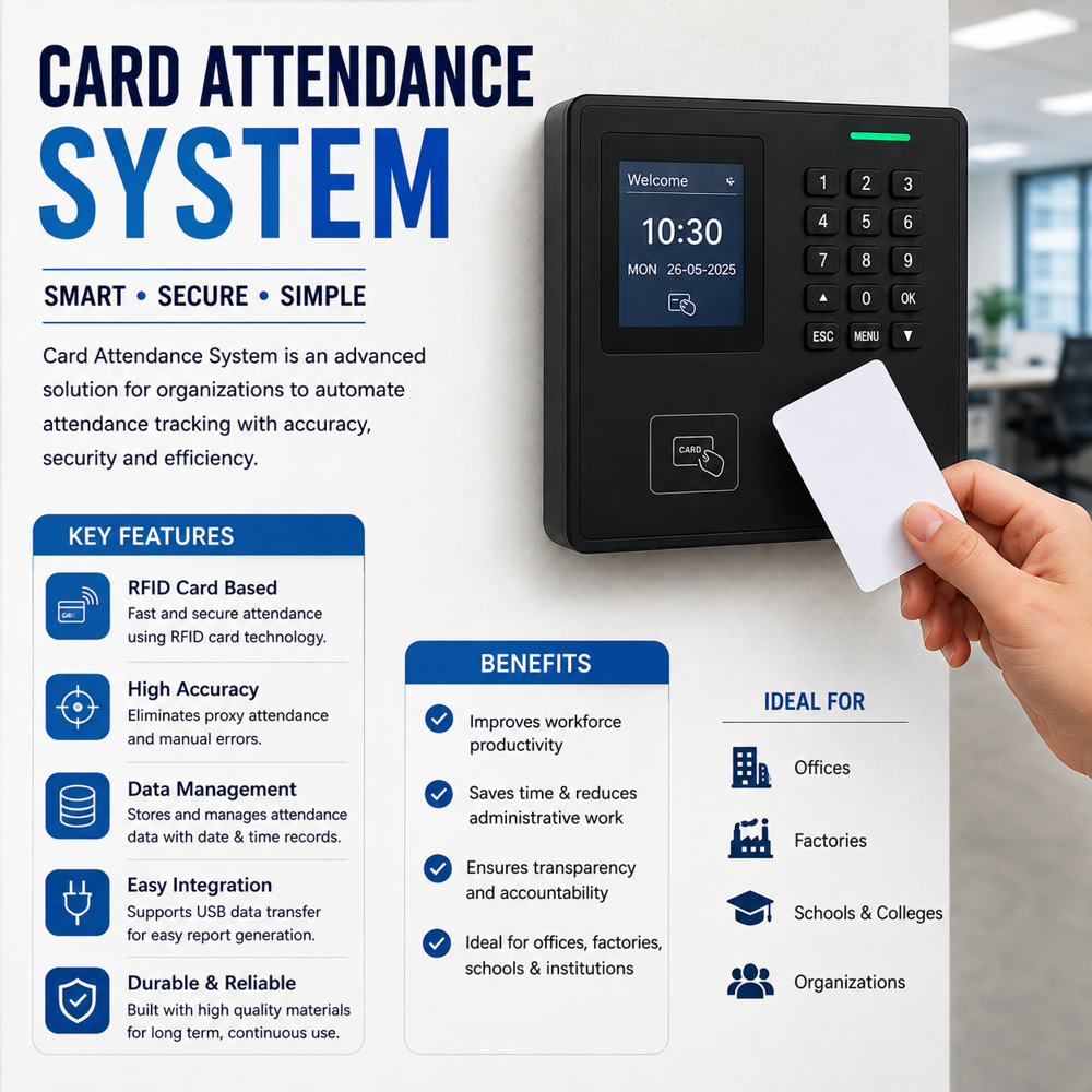 Card Attendance System - Durable Plastic Design | Rfid Integration, Real-time Data Tracking, User-friendly Interface