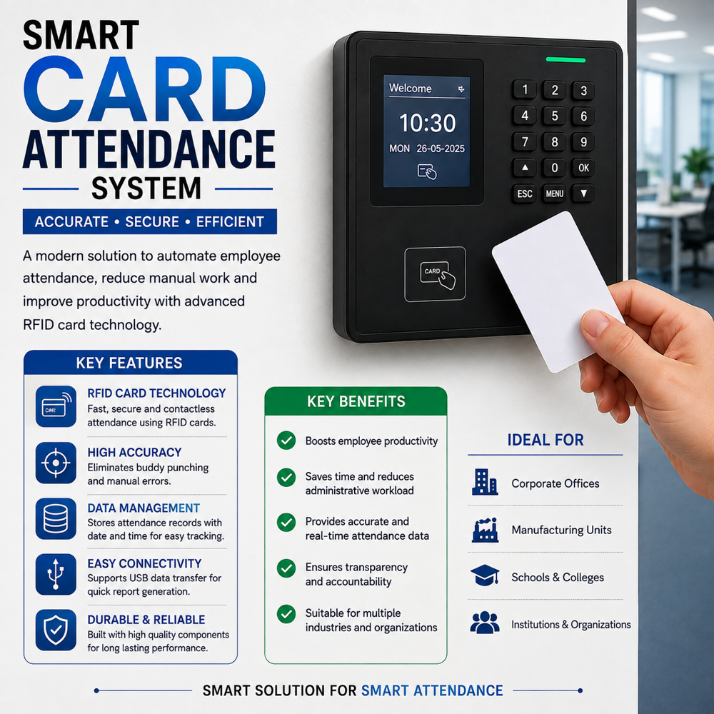 Card Attendance System - Durable Plastic Design | Rfid Integration, Real-time Data Tracking, User-friendly Interface