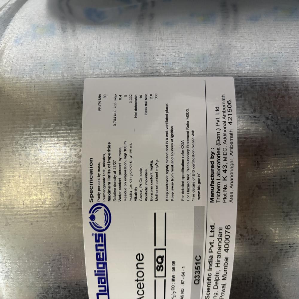 Acetone SQ Qualigens 25Ltr