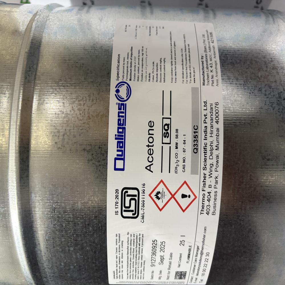Acetone SQ Qualigens 25Ltr