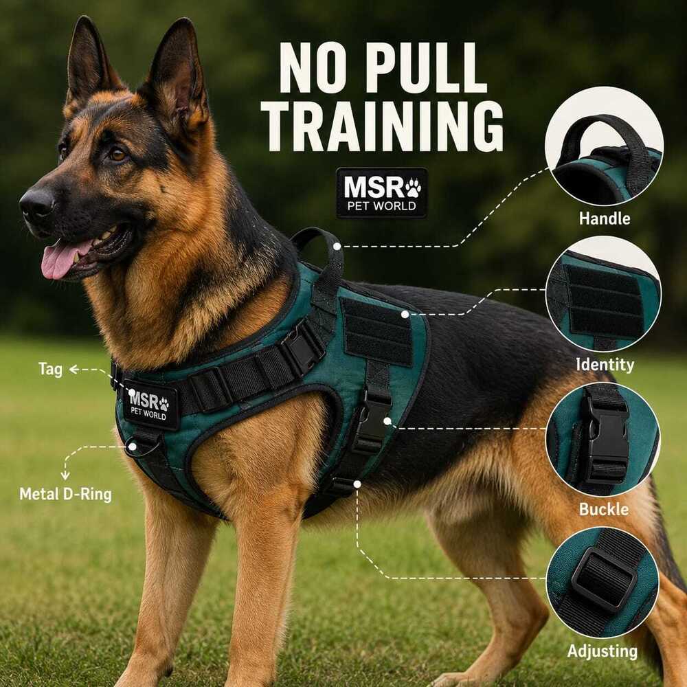 Dog Harness Tactical, Adjustable with GREEN