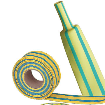 W-1-HL YellowGreen Striped Flexible Flame-Retardant Single Wall Tubing