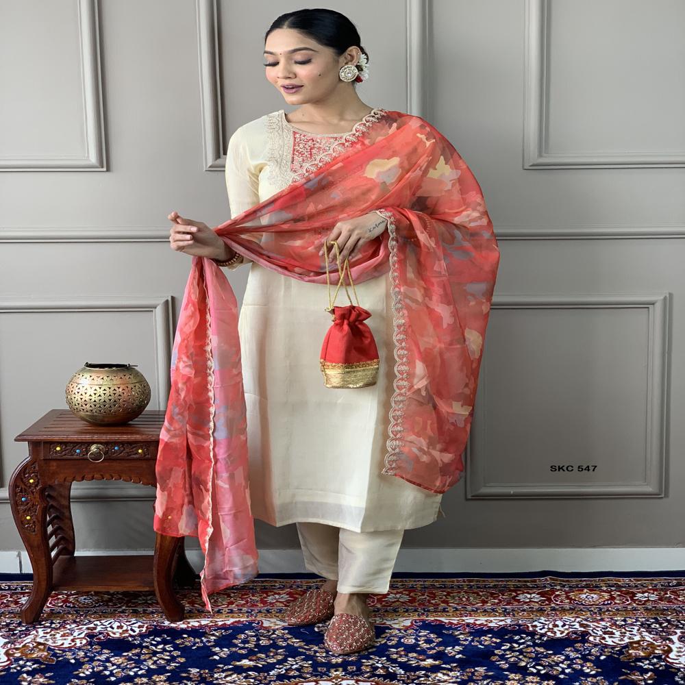 3 Pce Kurti - Color: White