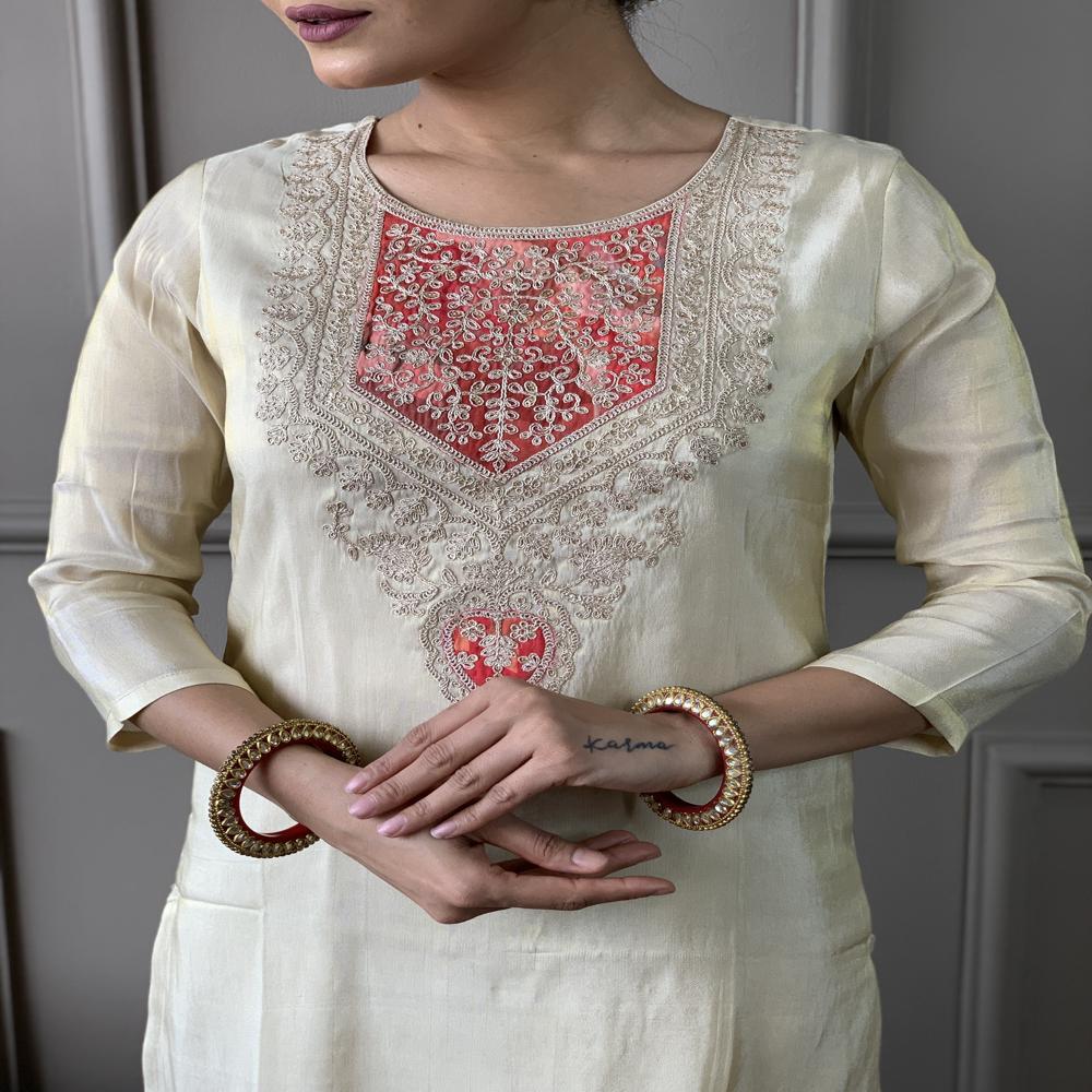 3 Pce Kurti - Color: White