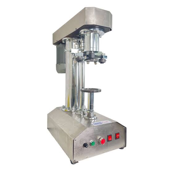Can Seamer Machine - Electric, Blue, Table-top Size, 220v, 50kg | Semi-automatic, Push Button Controls, Single Can Loading, Multi-purpose Food & Beverage Use, Visible Sealing Head