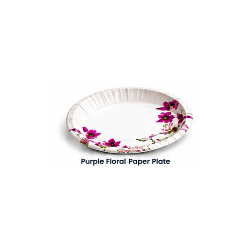 Purple Floral Paper Plate