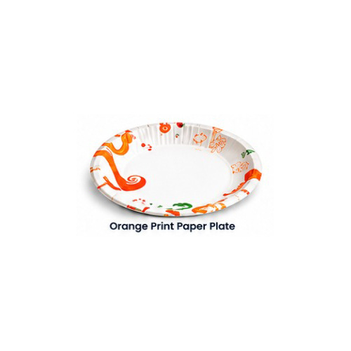 Orange Print Paper Plate