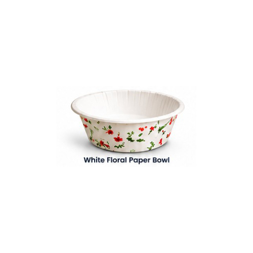 White Floral Paper Bowl