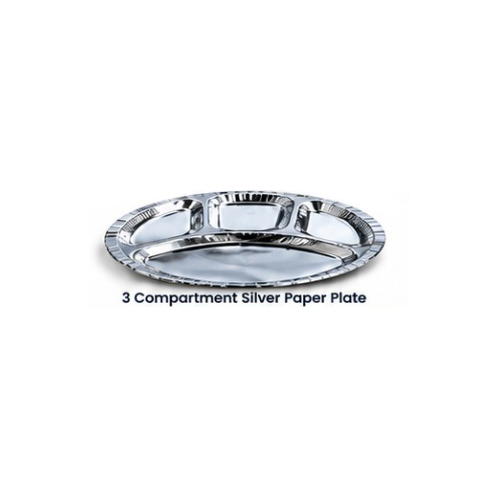 3 Compartment Silver Paper Plate