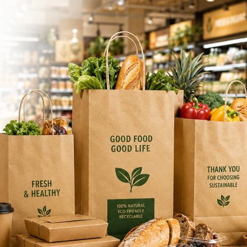 Brown Grocery And Food Packaging Paper Bag