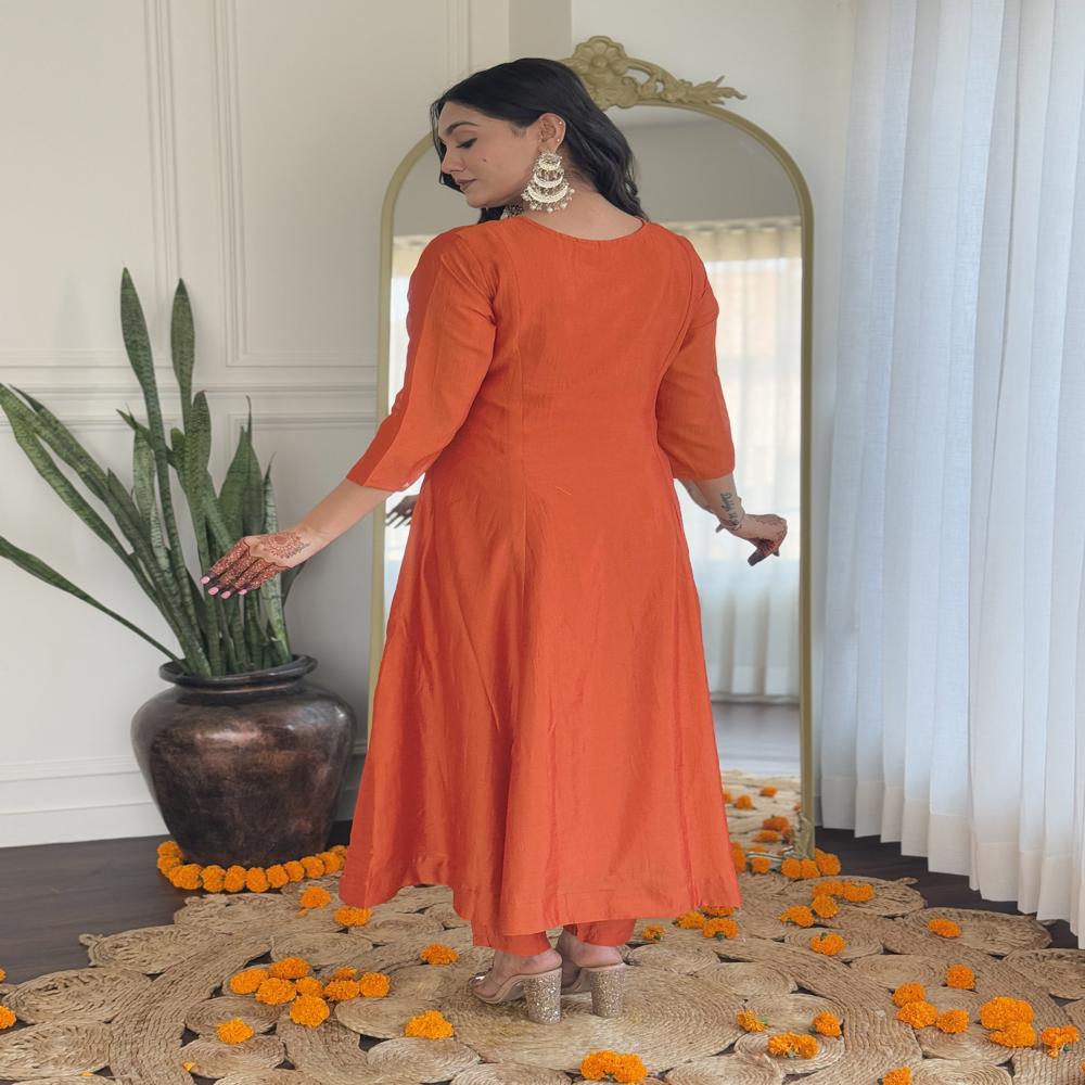 3 Pce Kurti - Color: Orange